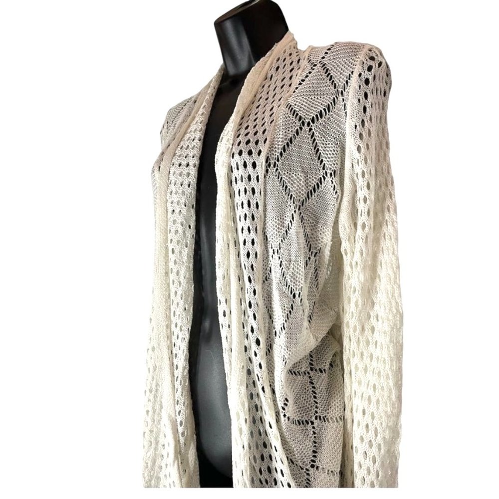 Women's Belldini White Lace Long Sleeve Cardigan Size L